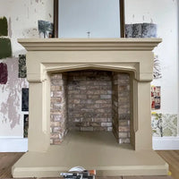 fireplace and hearth painting in Stonelux fireplace paint in magna