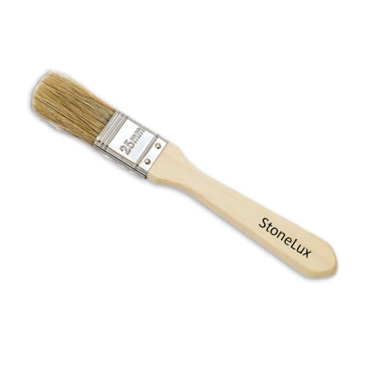 An economy natural bristle paintbrushes with wooden handles, suitable for applying Stonelux stone effect paints.