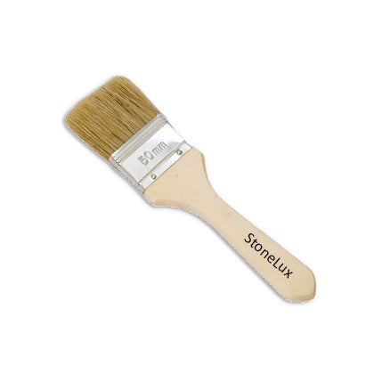 A 2" economy natural bristle paintbrushes with wooden handles, suitable for applying Stonelux stone effect paints.